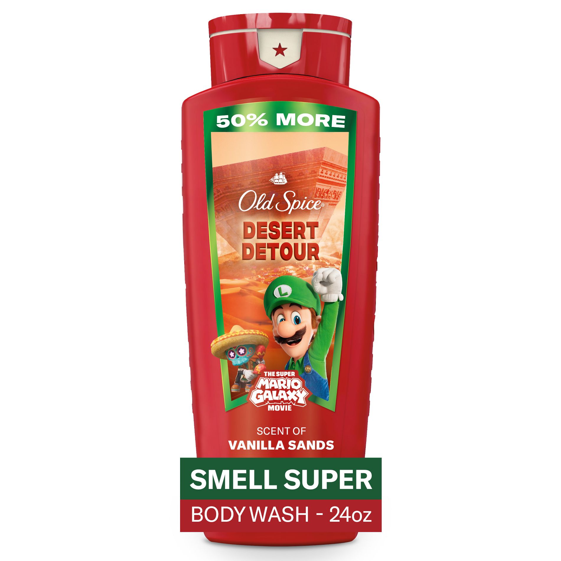 Old Spice x The Super Mario Galaxy Men's 24/7 Shower Fresh Desert Detour Body Wash - Scent of Vanilla Sands - 24 fl oz