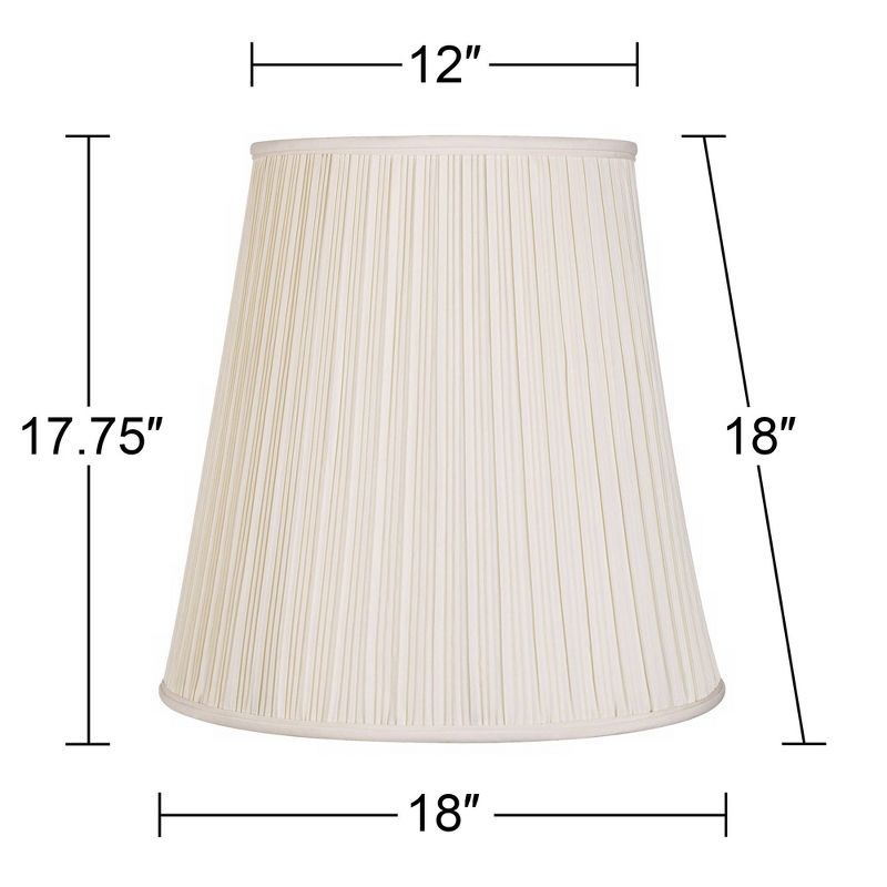 Springcrest Set of 2 Pleated Drum Lamp Shades Cream Large 12" Top x 18" Bottom x 18" High Spider with Replacement Harp and Finial, 5 of 8