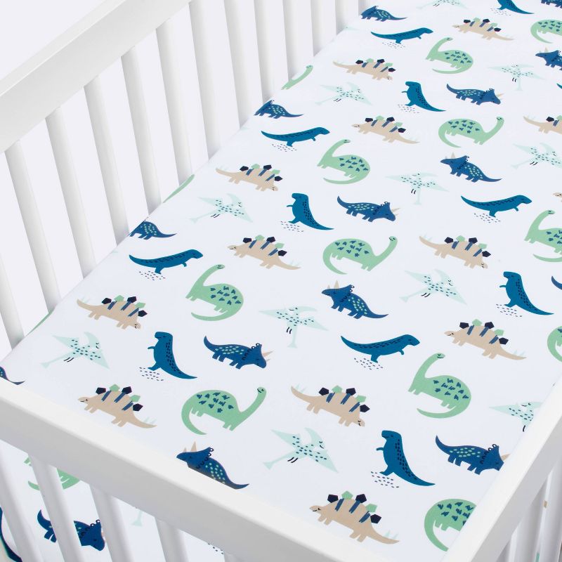 Fitted Crib Sheet Dinos Cool - Cloud Island&#8482; - Blue/Green, 4 of 7
