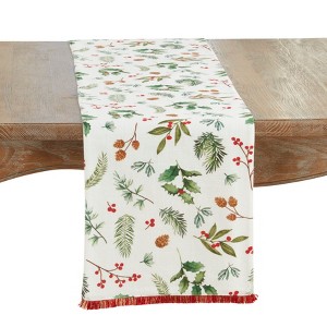 Saro Lifestyle Holly Branch Table Runner, 13"x72", Multi - 1 of 3