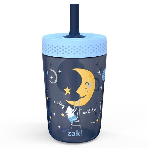 Zak Designs 15 oz Travel Straw Tumbler Plastic and Silicone with Leak-Proof Straw Valve for Kids, 2-Pack Baby Shark, Size: 15 fl oz, Blue