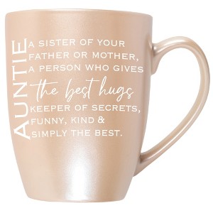 Auntie: A Sister Of Your Far Or Mor, A Person Who Gives Best Hugs Precious Pearl 10 ounce New Bone China Coffee Cup Mug - 1 of 4