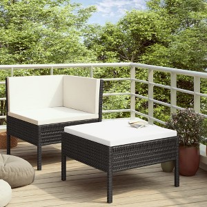 vidaXL 2 Piece Patio Lounge Set with Cushions Poly Rattan Black - 1 of 4