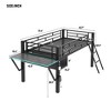 Full/Twin Size Loft Bed, Metal Gaming Bed Frame with Desk, Storage Shelves and LED Light, Black -ModernLuxe - 4 of 4