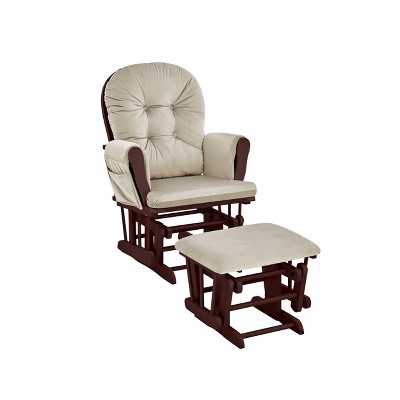 Image of Suite Bebe Mason Glider and Ottoman - Espresso Wood and Beige Fabric