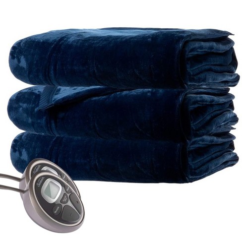 Sunbeam Electric Heated Velveteen Plush Queen Blanket With Dual