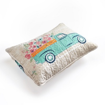 Lakeside Spring Truck Sham - Floral Pillowcase Cover with Vintage Country Print