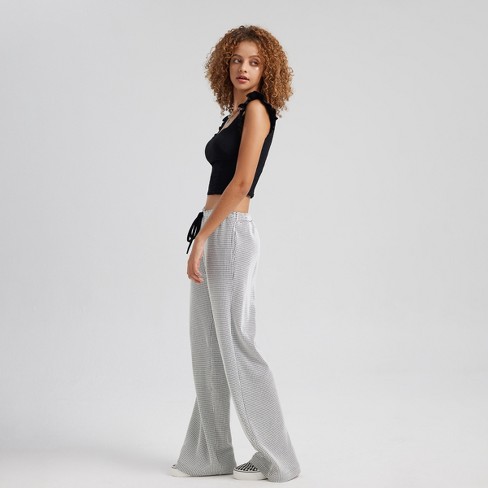 Women's Wide Leg Lounge Pants - Black/white, X Large : Target