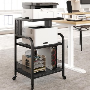 Printer Stand, Large Printer Table with Power Outlets and USB Ports, Mobile Printer Stand, 3 Tier Rolling Printer Cart with Adjustable Storage Shelf - 1 of 4