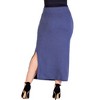 24seven Comfort Apparel Plus Size Ribbed Knit Side Slit Elastic Waist Maxi Skirt - 3 of 4
