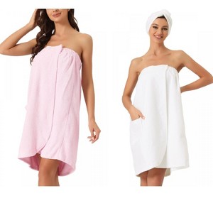INSPIRE CHIC Women's 2 Pcs Bath Gym Towel Wrap with Shower Cap Spa Robe - 1 of 4