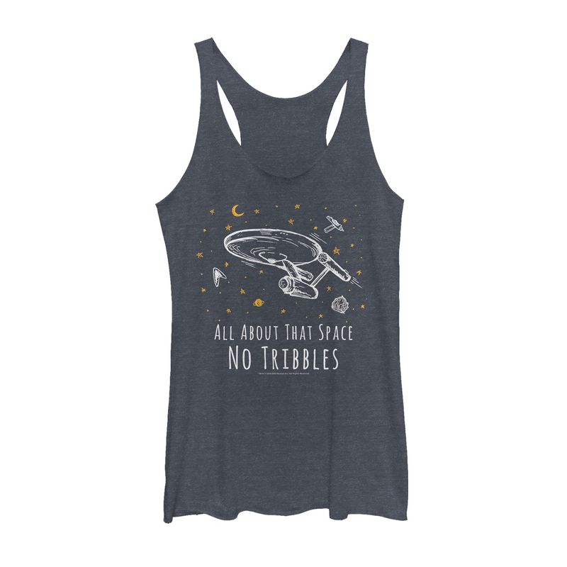 Women's Star Trek All About That Space No Tribbles Racerback Tank Top, 1 of 4