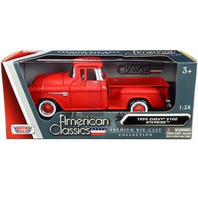 1955 Chevrolet 5100 Stepside Pickup Truck Matt Red with Whitewall Tires "American Classics" 1/24 Diecast Model Car by Motormax