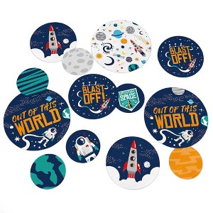 Big Dot of Happiness Blast Off to Outer Space - Rocket Ship Baby Shower or Birthday Party Giant Circle Confetti - Party Décor - Large Confetti 27 Ct - 1 of 4