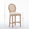 DSVIMOY Counter and Bar Stool Set of 2 Classic French Country Solid Wood Rattan Upholstered Design for Dining, Beige, 43.7"*11.61"*17.72" - 3 of 4