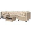7-Piece Modular Wicker Patio Sofa Set with Coffee Table and Cushions, Outdoor Conversation Furniture for Backyard or Garden – The Pop Home - 2 of 4