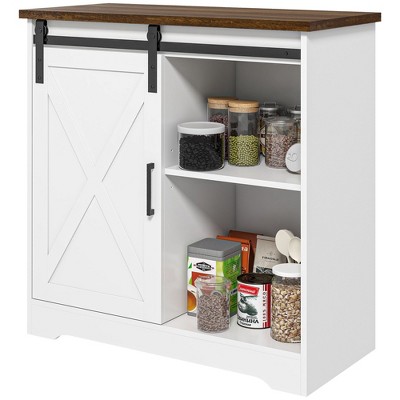 NicBex 33 Inch Sideboard Buffet Cabinet Farmhouse Coffee Bar Cabinet with Sliding Door for Kitchen,Living Room,White