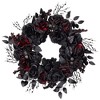 Northlight Roses and Foliage Halloween Spider Wreath - 24" - Burgundy and Black - Unlit - 3 of 4