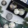 TopComfy Decorative Object Glass Christmas Ball Ornaments Glitter Painted Set for Holiday Decor, Silver, 4.7"*4.7"*4.7" - 4 of 4