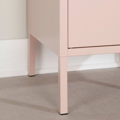 Pale Pink Metal Rectangular End Table with Storage