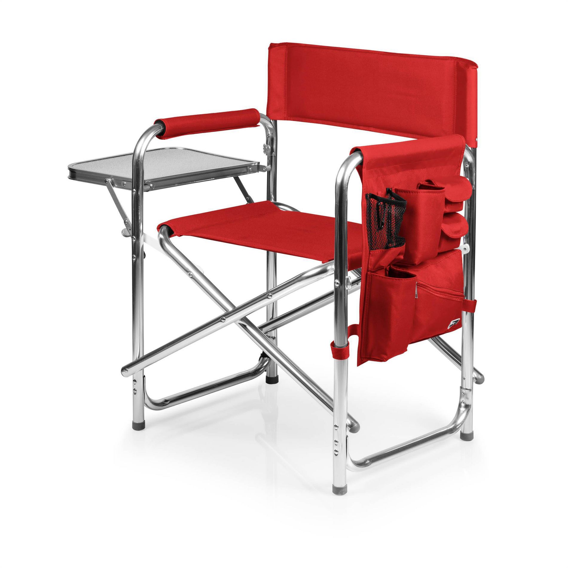 Oniva 2pc Aluminum Rectangle Outdoor Portable Chair with Side Table - Red
