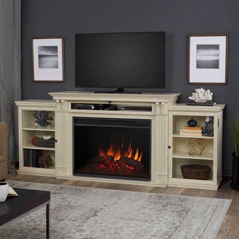Real Flame Tracey Grand Electric Fireplace Entertainment Center Distressed White, 3 of 8