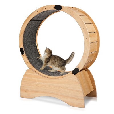 Cat Wheels, Solid Wood Cat Exercise Wheel, Pet Daily Exercise Physical Activity Wheel for Physical Activity and Reducing Boredom Oak