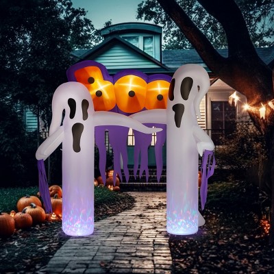 FURNIinspire Decorative Holiday Scene Props Tall Yard Inflatable Ghost Decor, Cute Atmosphere Maker for Garden, Multicolored, 66.9"*98.4"*117.6"