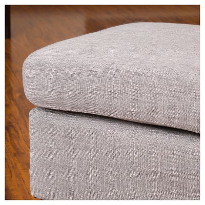 Ora Ash Gray Plush Pillow Top Fabric Ottoman Footstool