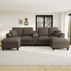 Whisen 116.9" Sectional Sofa, Modern U-Shaped Sectional Sofa, Corduroy Upholstered Couch with Ottomans, Cup Holders - 2 of 4