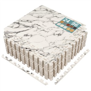 Sorbus 3/8-Inch Thick 96 Sq. Ft. Wood Grain Floor Foam EVA Interlocking Mats Tiles w/ Borders - for Home, Playroom, Basement, Trade Show - 1 of 4
