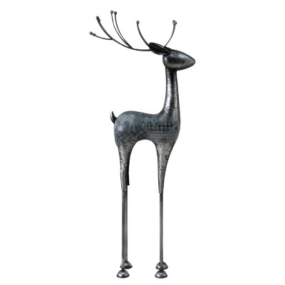 Transpac Metal 34.5 in. Gray Holiday Reindeer