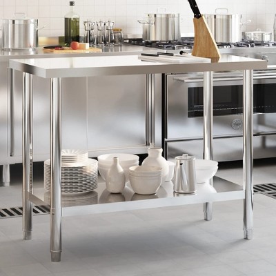 vidaXL Kitchen Work Table 43.3 in.x21.7 in.x33.5 in. Stainless Steel