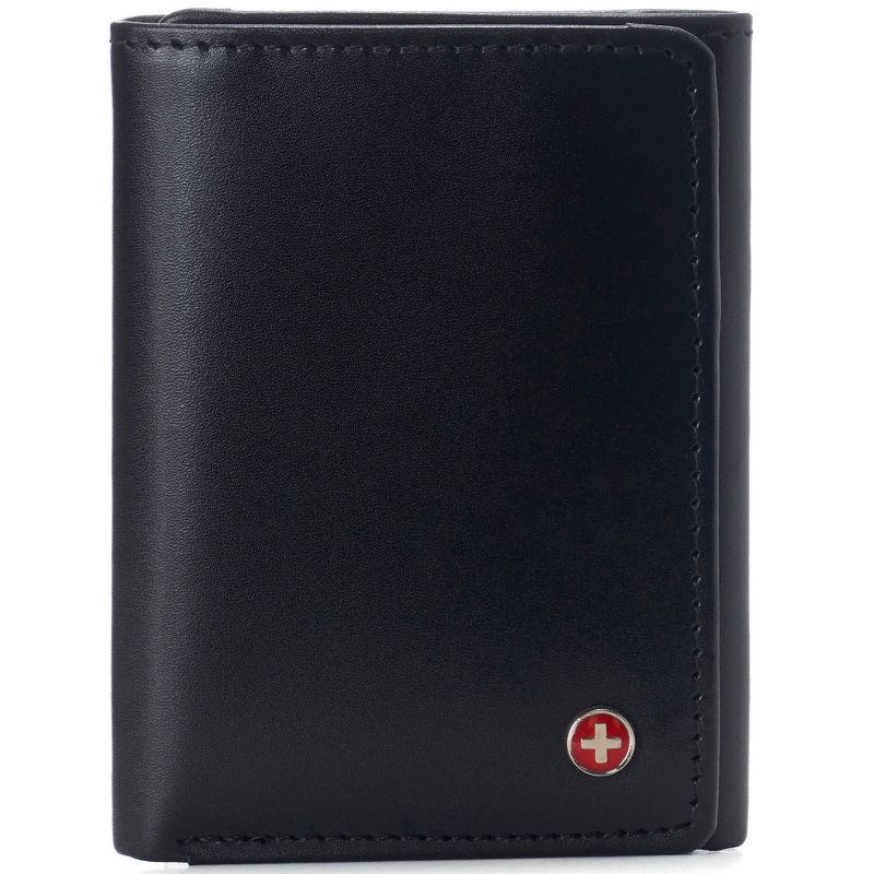 Alpine Swiss Leon Mens RFID Blocking Trifold Wallet Smooth Leather Comes in Gift Box, 1 of 6