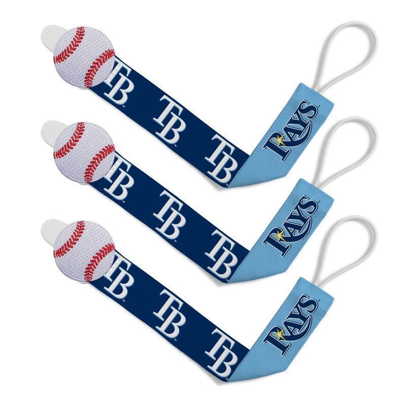 BabyFanatic Officially Licensed Unisex Baby Pacifier Clip 3-Pack MLB Tampa Bay Rays, 1 of 4
