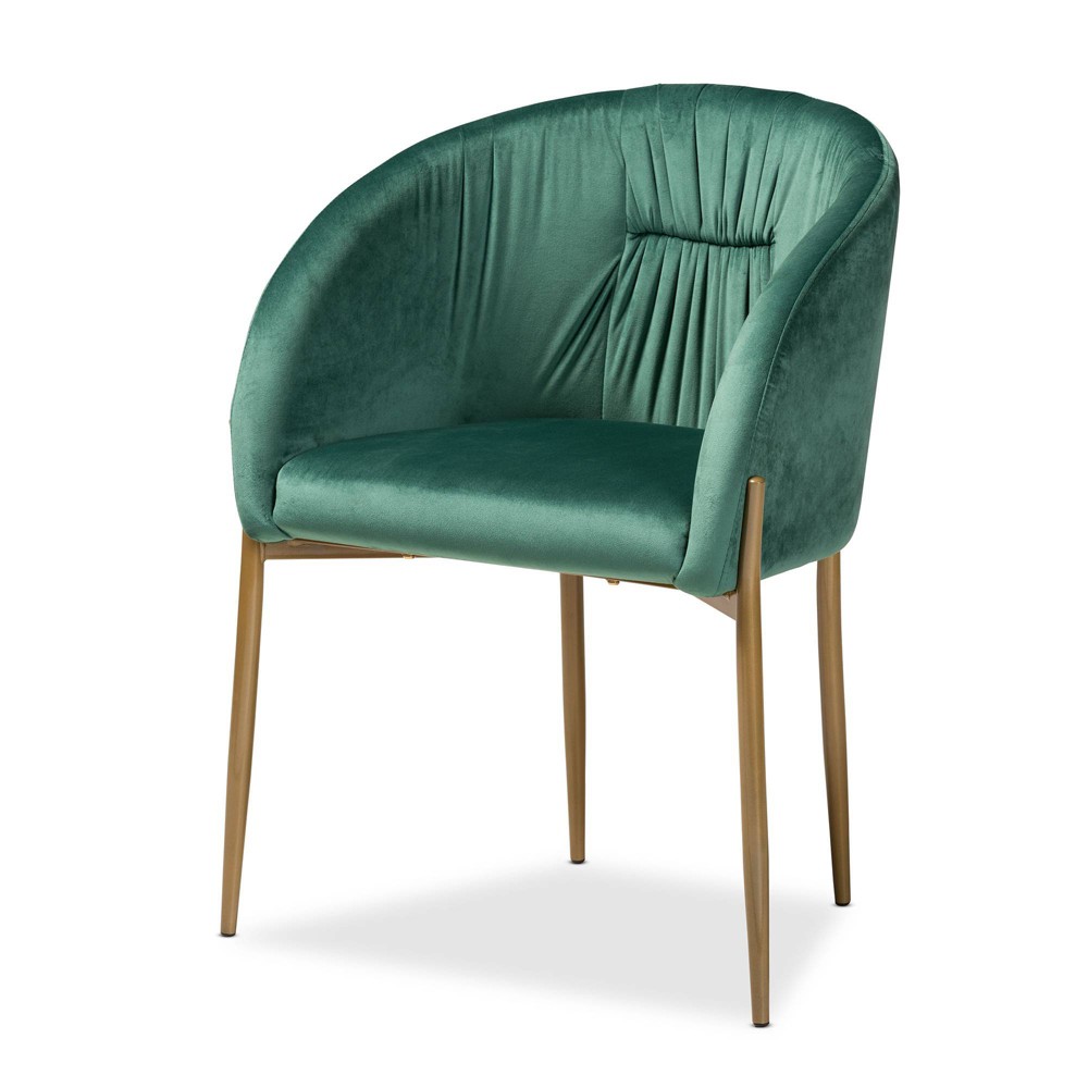 Photos - Chair Ballard Velvet Fabric Upholstered Metal Dining  Green/Gold - Baxton S