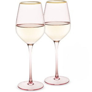 Twine Rose Wine Glasses Set, Gold Rimmed, Set of 2 - 1 of 4