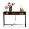 Narrow Console Table with Charging Station and Power Outlet, Couch Table Behind Sofa Slim Space Saving, 47.2" Small Entryway Table, Brown - 3 of 4