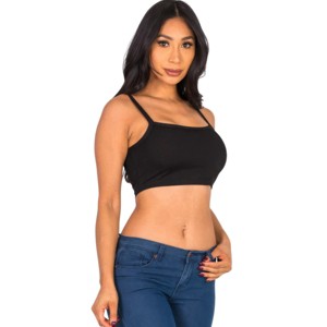 Slickblue Women's Ribbed Knit Cami Crop Top, Stretch Textured Fabric, Fitted Style, Multiple Colors Options, Size S-L - 1 of 4