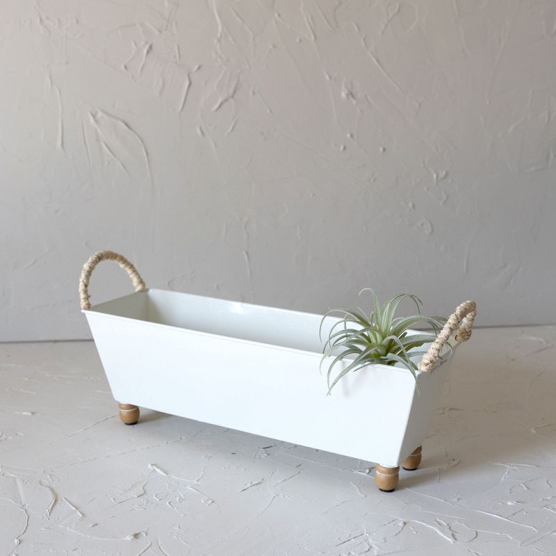 Trough Bin White Metal, Reed & Wood by Foreside Home & Garden, 2 of 9