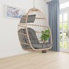 CAVINAS Hanging Egg Swing Chair,Brown Rattan Patio Swing with Cushion for Indoor Outdoor Porch Courtyard - 2 of 4