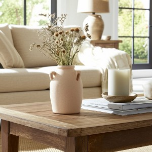 Ceramic Vase with Handles - Decorative Flower Holder - Textured Rustic Home Decor - Handmade Pottery - Living Room, Bedroom, Office - 1 of 4