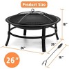 SINGLYFIRE 26" Stainless Steel Round Wood Fire Pit Outdoor Burning Fire Bowl with Spark Screen Black - 3 of 4