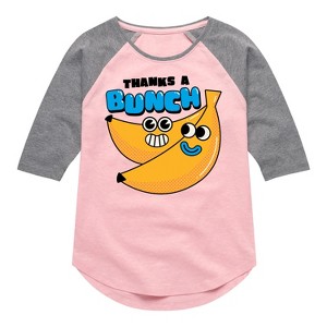 Girls' - Instant Message - Thanks A Bunch Shirt Tail Raglan Graphic T-shirt - 1 of 4