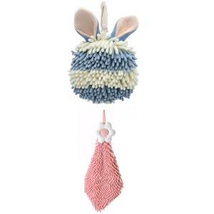 REGALWOVEN 2 Packs Soft Absorbent Flower and Rabbit Shape Decorative Chenille Hand Towel for Bathroom 6" x 15"/7" x 7" - 1 of 4