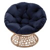 Bigget Steel Swivel Wicker Outdoor Patio Papasan Lounge Egg Chair, Navy - 3 of 4