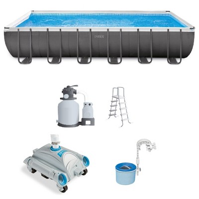 Intex 26363EH Ultra XTR 24 Ft x 12 Ft x 52 In Frame Above Ground Rectangular Pool with Pump, Automatic Vacuum Cleaner & Automatic Mounted Skimmer