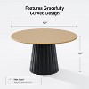 PexFix 52" Wood Round Dining Table Kitchen Table for 4-6 with Arc-Shaped Edge Top & Textured Tapered Base for Living/Dining Room Coffee Office Natural - 4 of 4