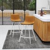 LeisureMod Elland Leather Bar Stool – Modern Counter Height Stool with White Stainless Steel Legs for Kitchen Island or Home Bar Set of 2 - 2 of 4