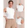 Allegra K Women's Summer Solid Ruffle Round Neck Sleeveless Button Up Shirt - 2 of 4